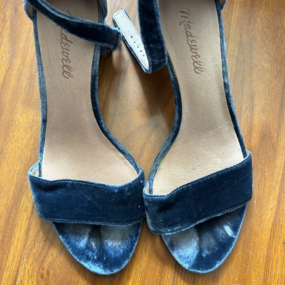 Madewell Blue Velvet Ankle Strap Heels - Picture 2 of 7